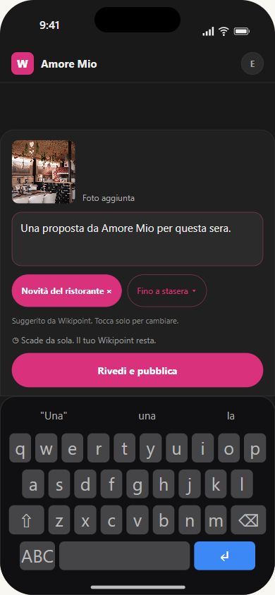 Esempio illustrativo della preparazione di una novità.