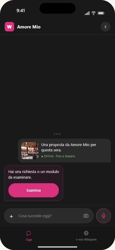 Esempio UI ver 10: richiesta nella pagina di gestione di Amore Mio
